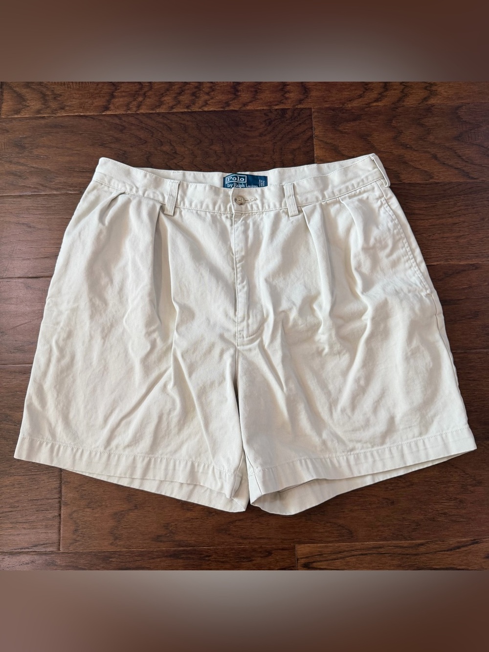 Vintage Polo Ralph Lauren Andrew Short Mens 32x6 Tan/Khaki Cotton Pleated Chino.
